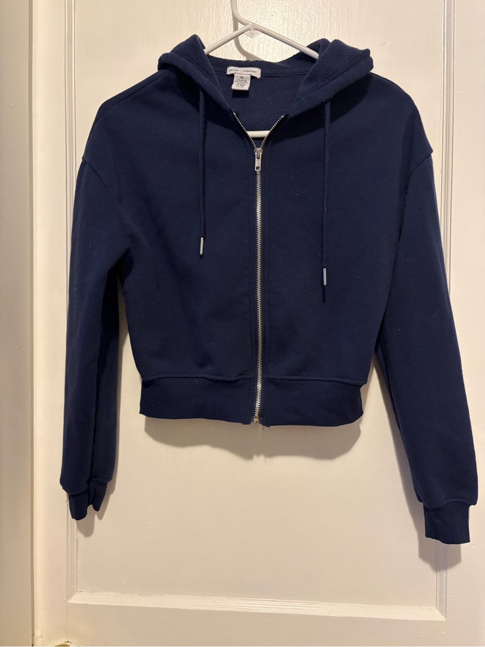 Cropped Navy Zip Hoodie